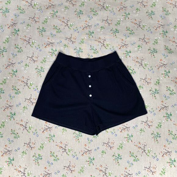 Old Navy Ribbed Henley Short Black Size XS Lounge Pajama Casual Sleep Stretch - Picture 7 of 7